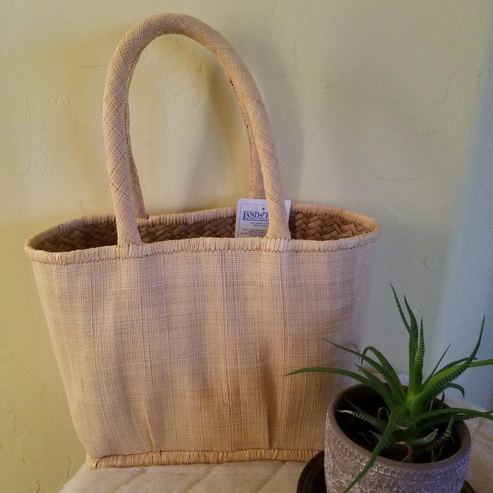 New Lands' End Straw Pattern Tote Bag